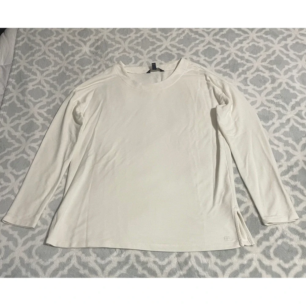 Banana Republic Mens Cream Long Sleeve Crew Neck Relaxed Fit Top Medium